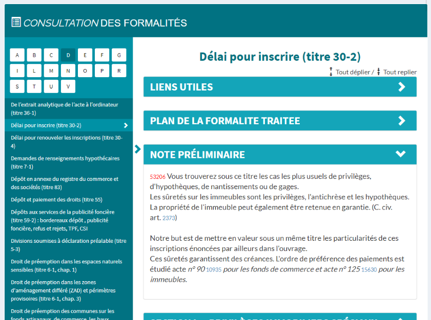 Consulter les formalites